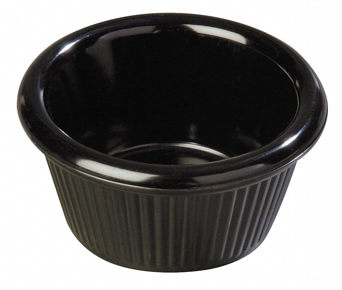 CARLISLE Fluted Ramekin Melamine, 2 oz, Black, 48 PK 13F360S27903 Grainger