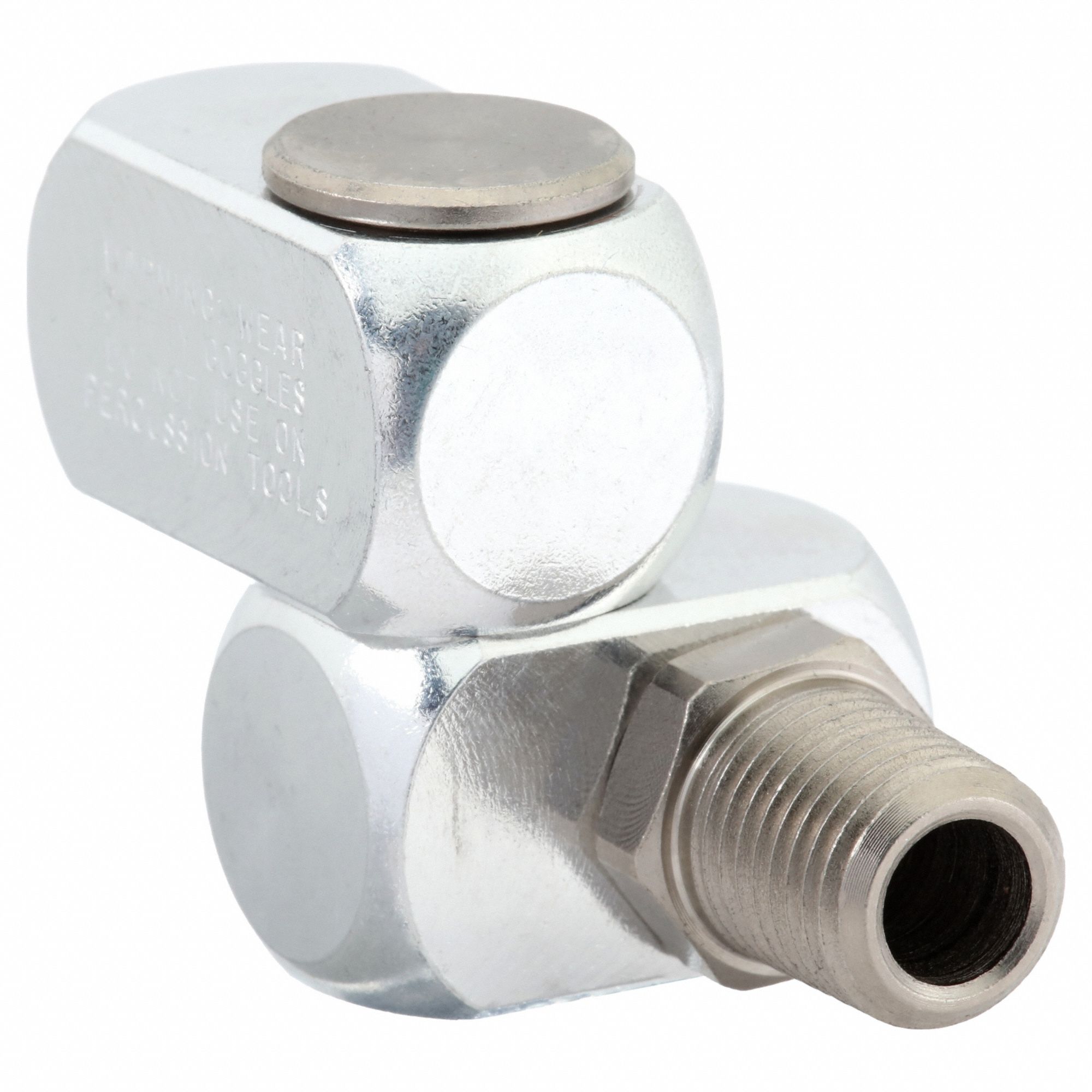 SWIVEL CONNECTOR, NICKEL-PLATED 1215 CR ALUMINUM, ¼ IN MALE NPT INLET, 360 °  SWIVEL ANGLE