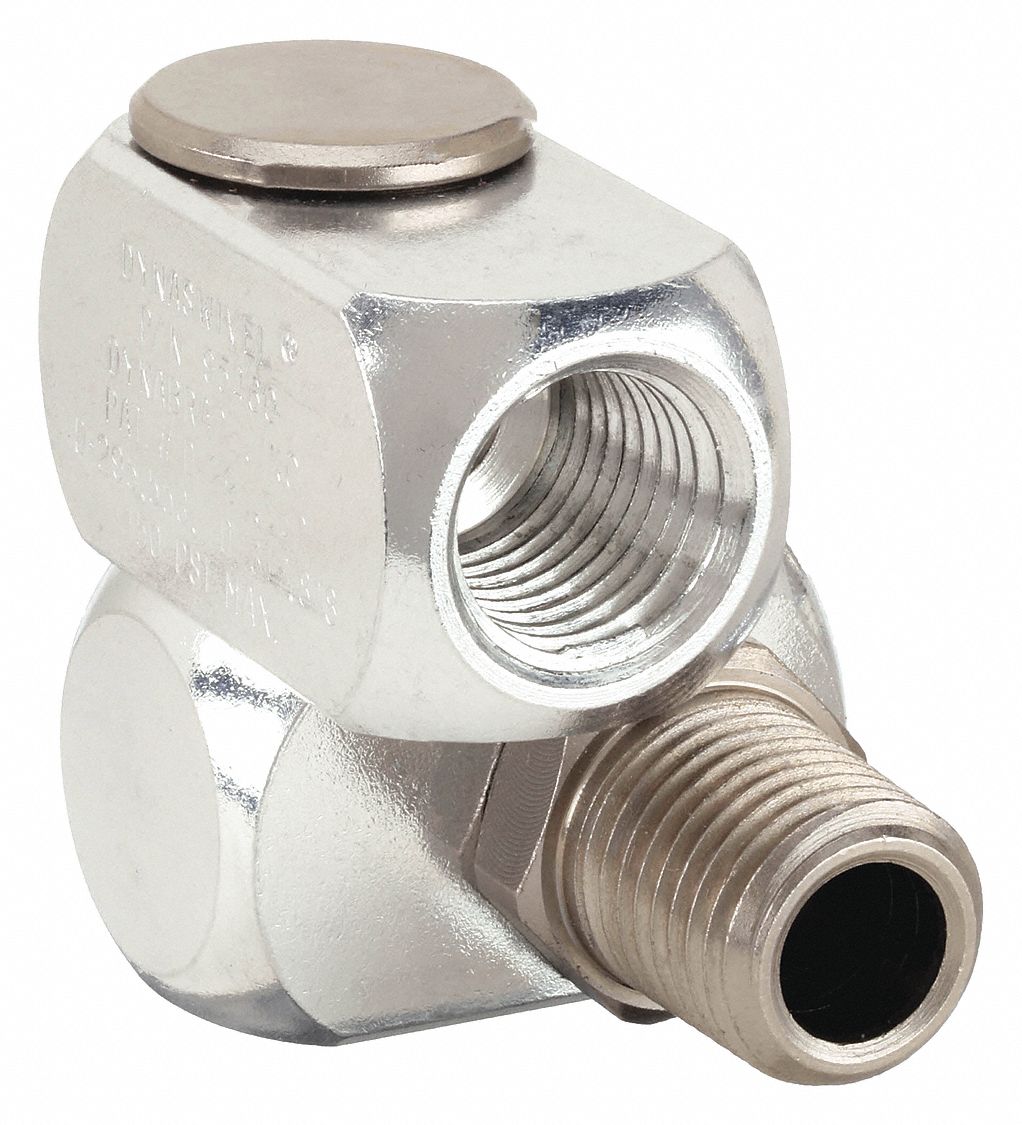 SWIVEL CONNECTOR, NICKEL-PLATED 1215 CR ALUMINUM, ⅜ IN MALE NPT INLET, 360 °  SWIVEL ANGLE