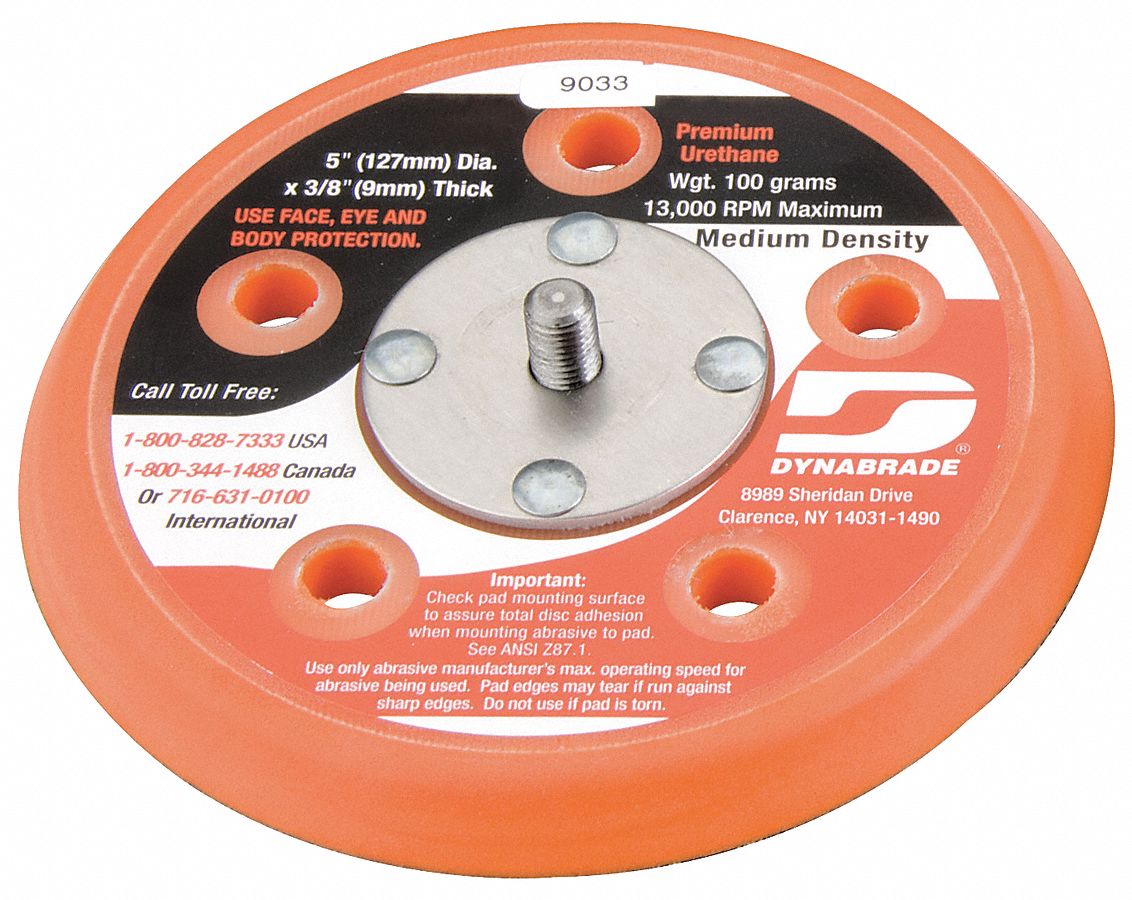 5 in Adhesive/PSA Disc Backup Pad, 5/16 in24 Threaded Shaft Back Mount