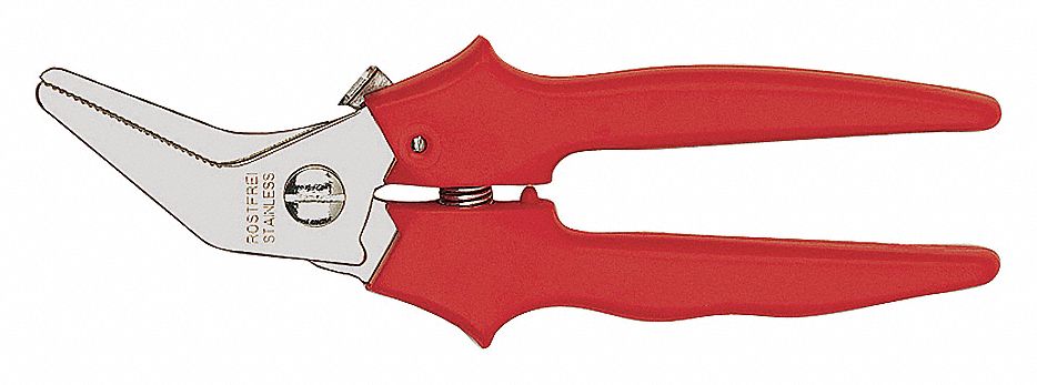 OFFSET SNIP, STRAIGHT, 7 1/2 IN OVERALL L, 1 1/2 IN CUTTING L, STAINLESS STEEL, PLASTIC