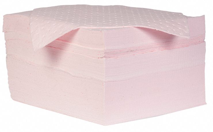 TAMPONS DW ABSORBANT, ABSORBE LES LIQUIDES À BASE D'HUILE, SÉRIE MRO PLUS, 17 PO X 19 PO, 100 TAMPONS, ROSE