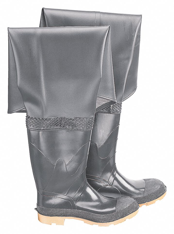 BATA MEN'S HIP WADERS, SZ 9, PVC/NON-ABSORBENT, ASTM, PLAIN TOE,  OIL-RESIST, CLEATED SOLE - Waders - BTA86055-9