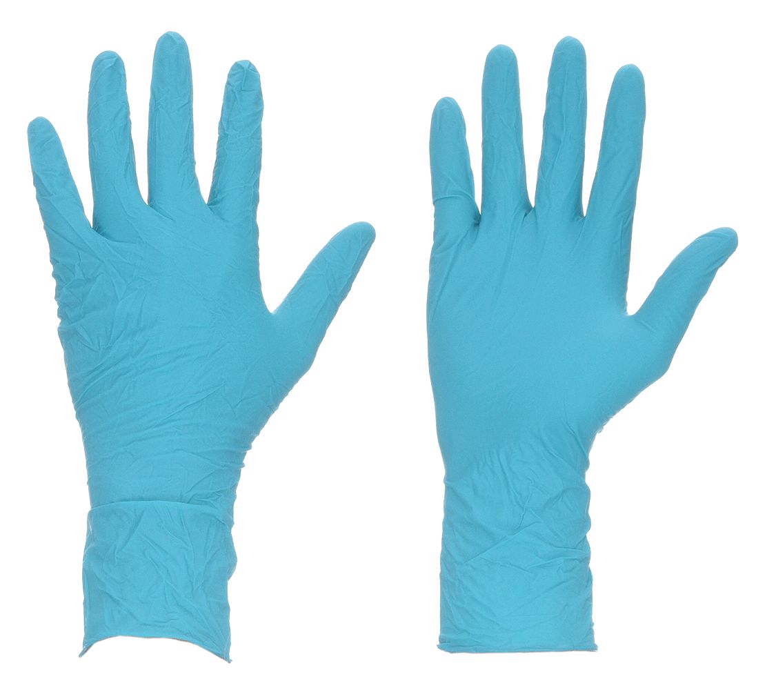 Disposable Gloves, Nitrile, L, Blue, PK150