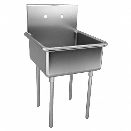 JUST MANUFACTURING Scullery Sink, Stainless Steel, 27 in Overall Length ...