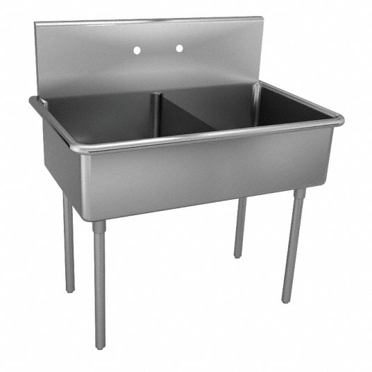 JUST MANUFACTURING Scullery Sink, Stainless Steel, 51 in Overall Length ...