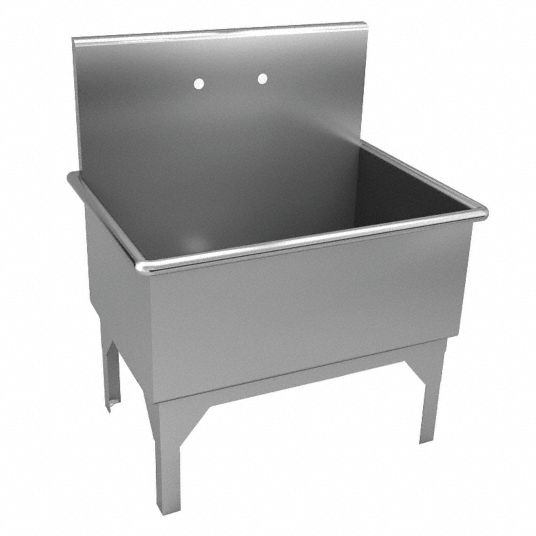 JUST MANUFACTURING Scullery Sink, Stainless Steel, 39 in Overall Length