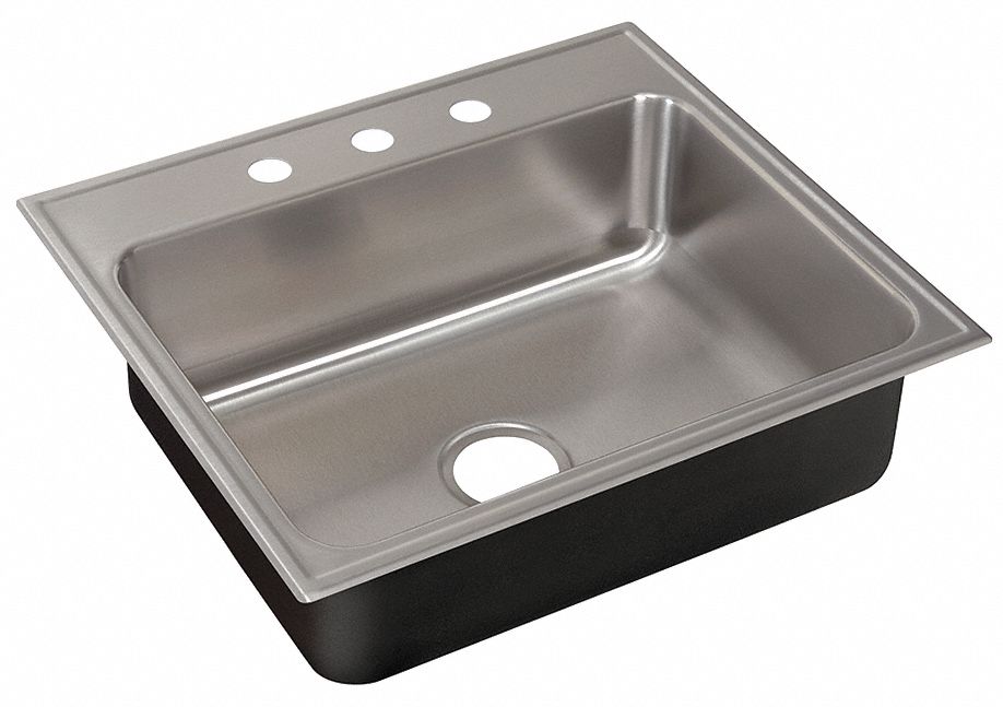 Just Manufacturing, 21 in Overall Lg, Drop-In Sink with Faucet Ledge ...