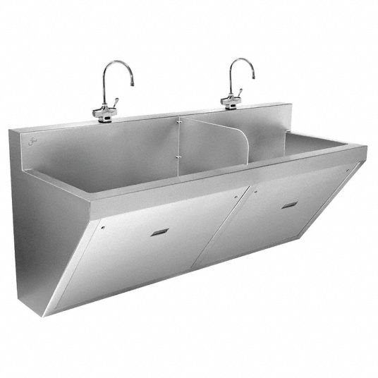 Just Manufacturing J7702S Stainless Steel Wall Hung Double Bowl