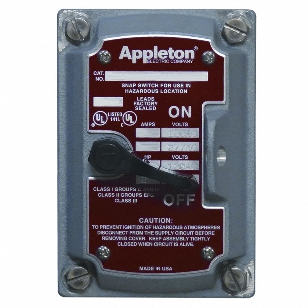 APPLETON ELECTRIC, 3 Poles, 30 A, Motor Switch 13G826EDSKMC3 Grainger