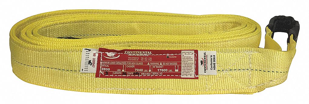 ÉLINGUE SNGL,TYPE 3,ŒILLET PLAT ET ŒILLET,2 PLIS,CHARGE LOURDE,DURABLE,JNE,16 PI X 3 PO,SYNTH