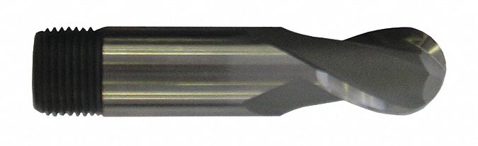BALL END MILL, THREADED SHANK, 1/4 X 7/32 IN
