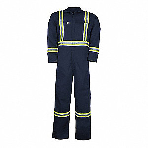MEN'S FLAME-RESISTANT COVERALLS, L T, NAVY, 9 OZ FABRIC WEIGHT, 7 POCKETS