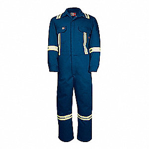 MEN'S FLAME-RESISTANT COVERALLS, 56, BLUE, 9 OZ FABRIC WEIGHT, 8 POCKETS