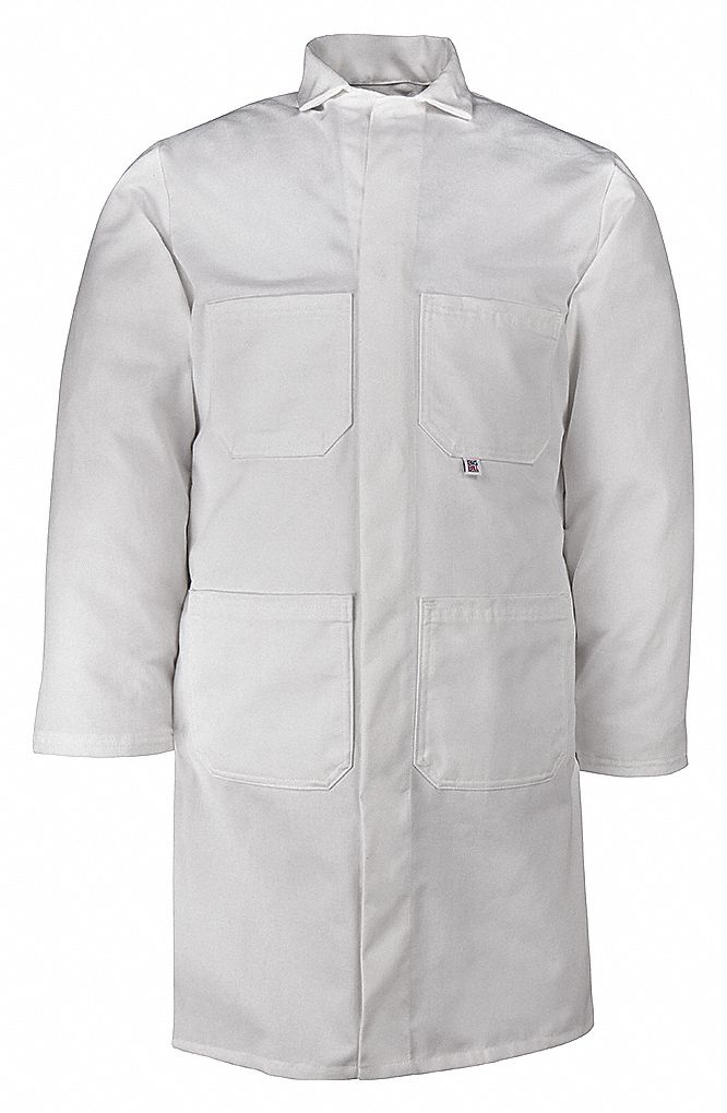 MEN'S SHOP/LAB COAT, WHITE, 65% POLYESTER/35% COTTON, 7.5 OZ FABRIC, 34