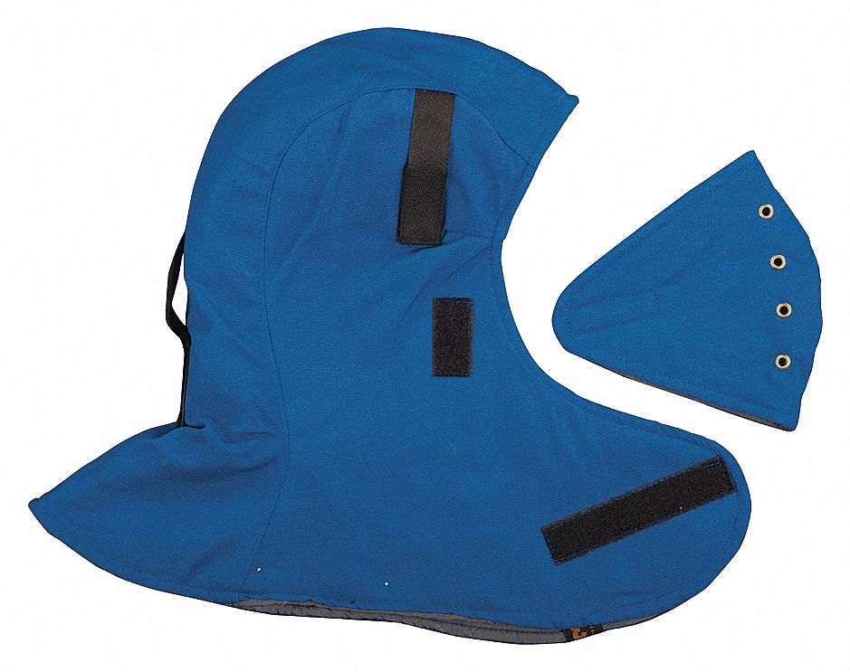 HARD HAT LINER, FLAME RESISTANT, MOUTH COVER, ROYAL BLUE