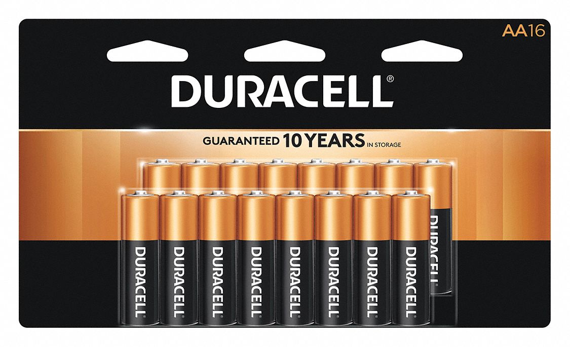 DURACELL Battery, Alkaline, AA, Premium, PK16 13J053MN15B16PTPZ99