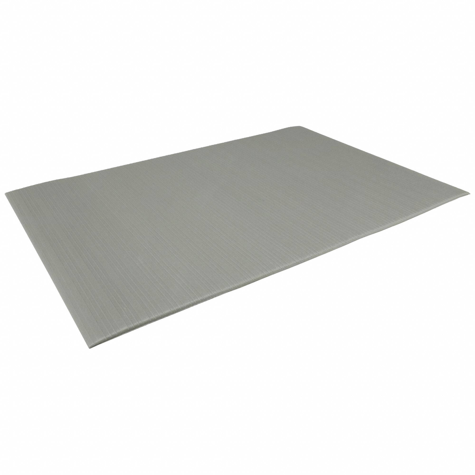 ANTIFATIGUE MAT, RIBBED, 3 X 5 FT, ⅜ IN THICK, GREY, PVC FOAM, BEVELED EDGE