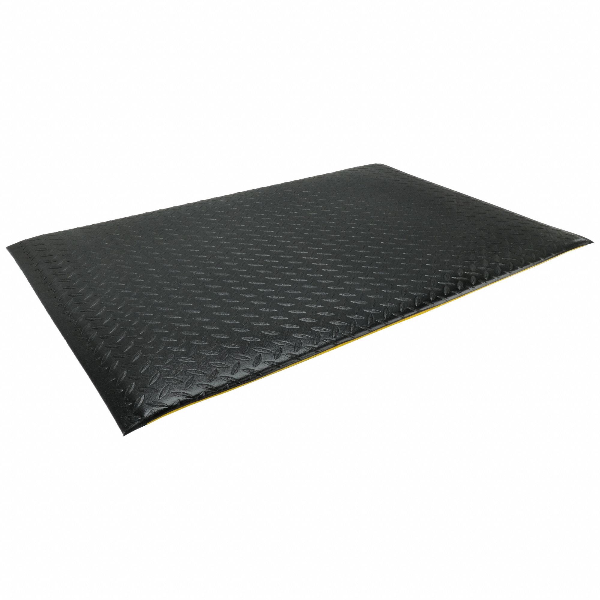 ANTIFATIGUE MAT, DIAMOND PLATE, 3X5 FT, 9/16 IN THICK, BLACK, VINYL/PVC FOAM, BEVELED