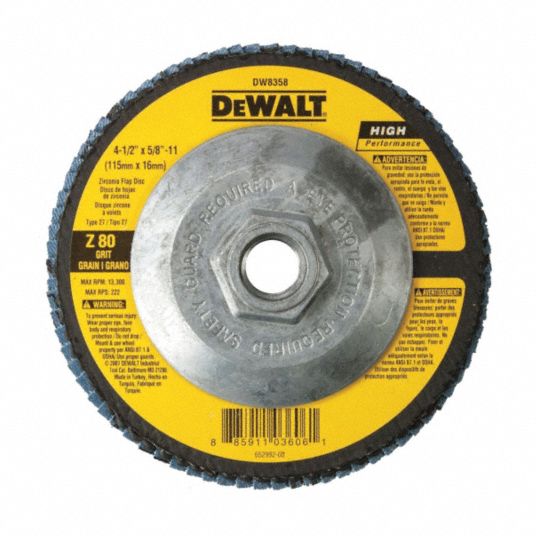 DEWALT Flap Disc, 4.5 In, 5/811 AH, 80G, T27, ZA 13J216DW8358 Grainger