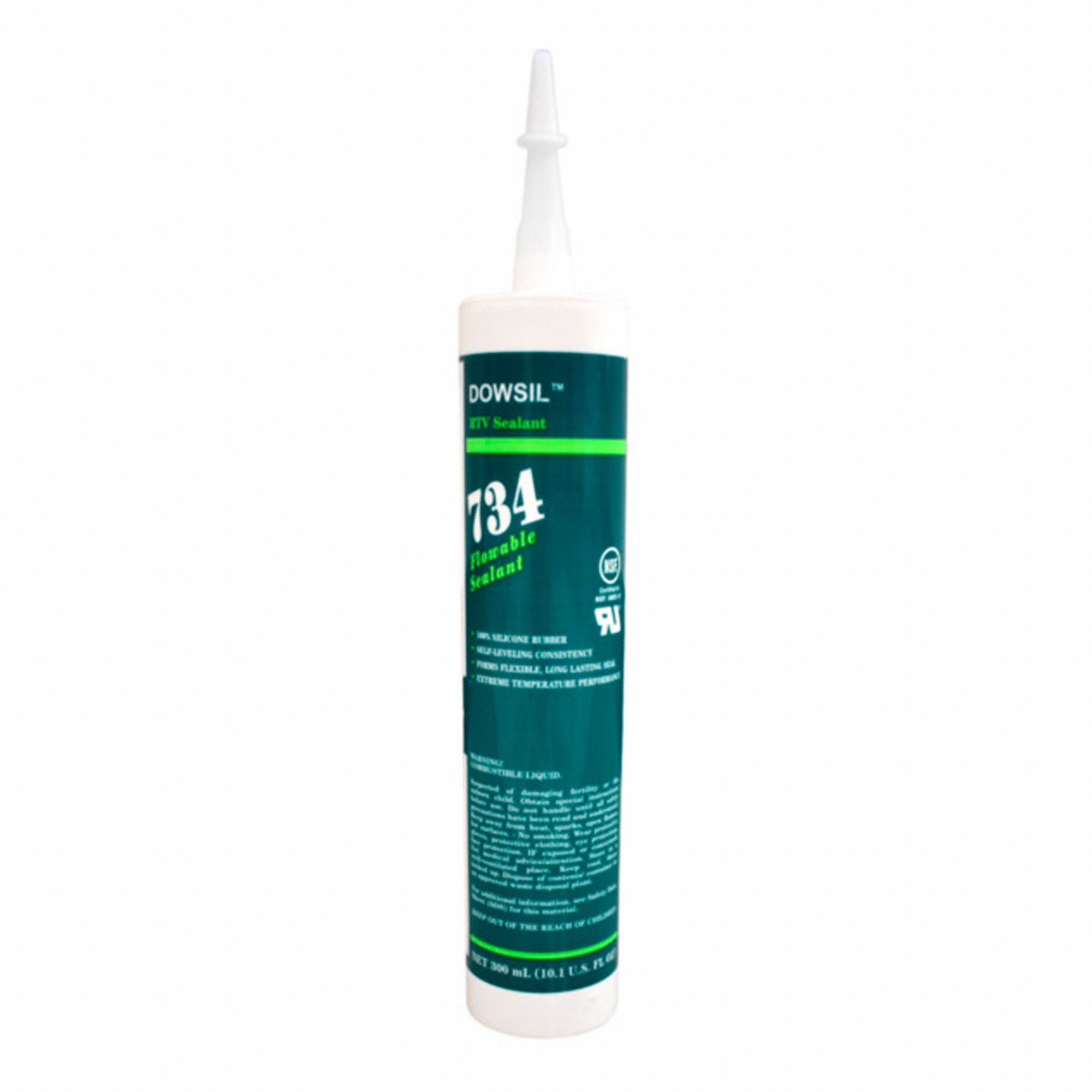 DOWSIL SILICONE SEALANT, 734, CLEAR, 10 OZ, CARTRIDGE, 301% TO 500% ...