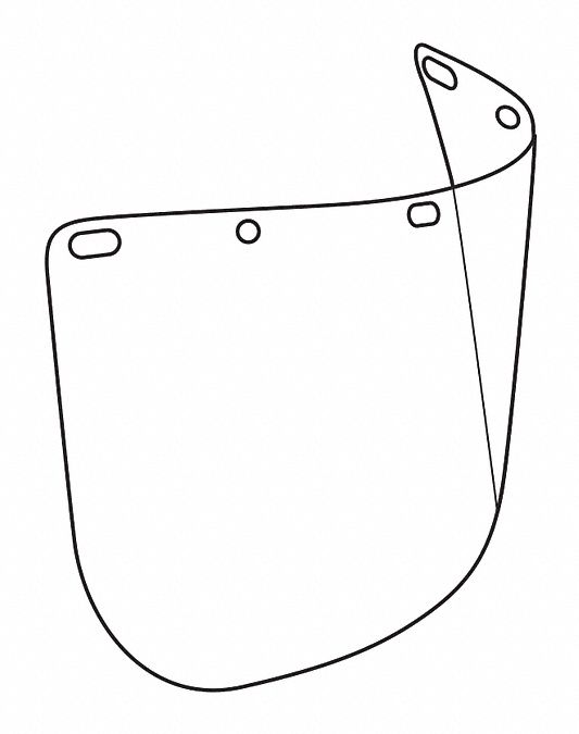 FACESHIELD VISOR, FORMED, CLEAR, PC, 15½X8X0.04 IN, FOR USE WITH HEADGEAR AND BRACKETS