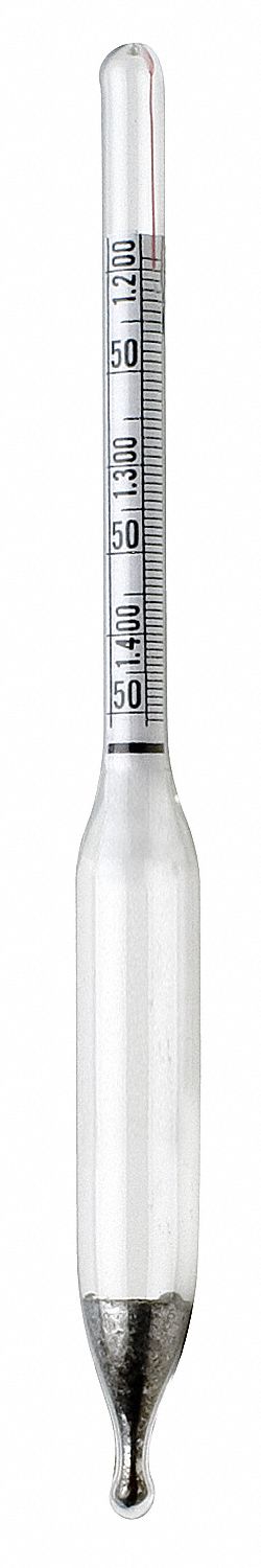 Thermco GW130H Glass Plain Form ASTM Specific Gravity Hydrometers 260mm Length 0.001 SG Division 1.250 to 1.300 SG Range ASTM 130H