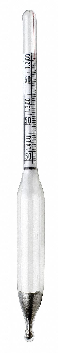 DURAC Hydrometer: Specific Gravity, 0.002, 1.400/1.620, Liquids Heavier  Than Water