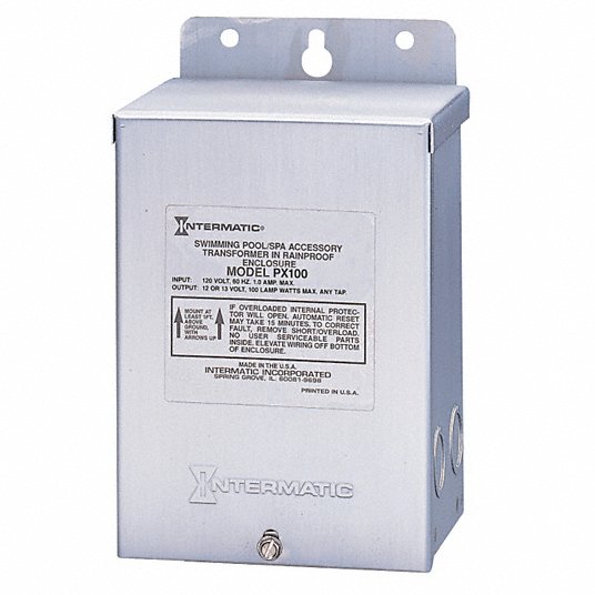 Transformer: 100 W Max. Watt, 120V AC, 12V AC, Silver, Stainless Steel Transformer: 100 W Max. Watt, 120V AC, 12V AC, Silver, Stainless Steel