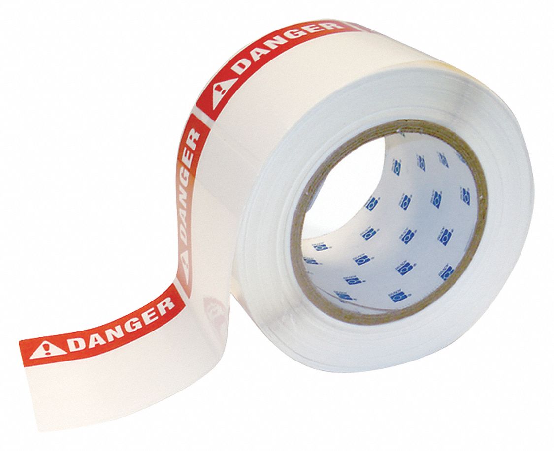 PRECUT LABEL ROLL, DANGER HEADER, DANGER HEADER, 3 IN X 3 IN, POLYESTER, 500 LABELS, WHITE/RED, 2 PK