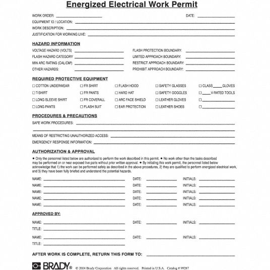 Paper/Form, Electrical Safety, English, PK 25 - Grainger