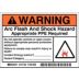 Arc Flash And Shock Hazard Appropriate PPE Required Do Not Operate Controls Or Open Covers Without Appropriate Personal Protection Equipment Signs