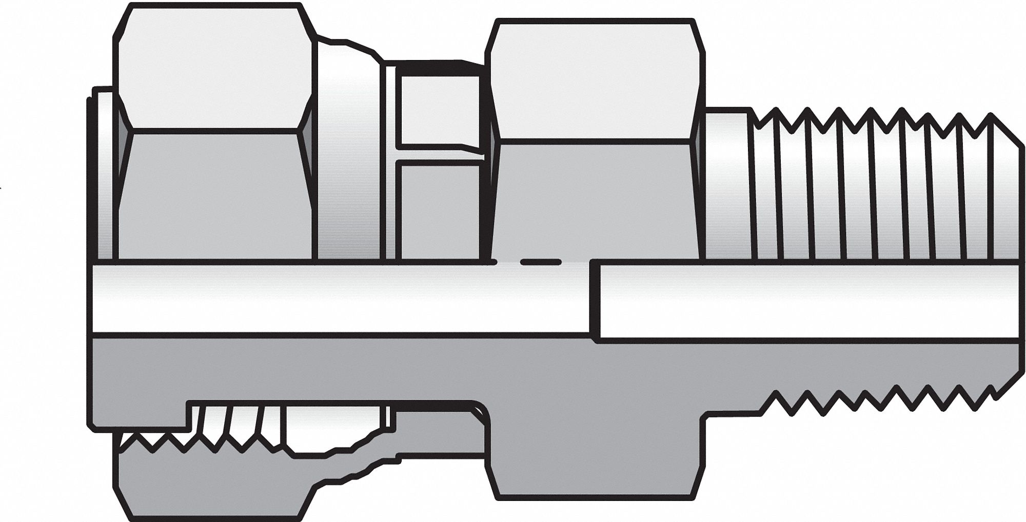 SEAL-LOK O-RING FACE SEAL TUBE FITTING/ADAPTER, STEEL, TOUGHSHIELD PLUS, STRAIGHT, 1.33 IN L, 9,200 PSI, 6 MM SIDE A OD