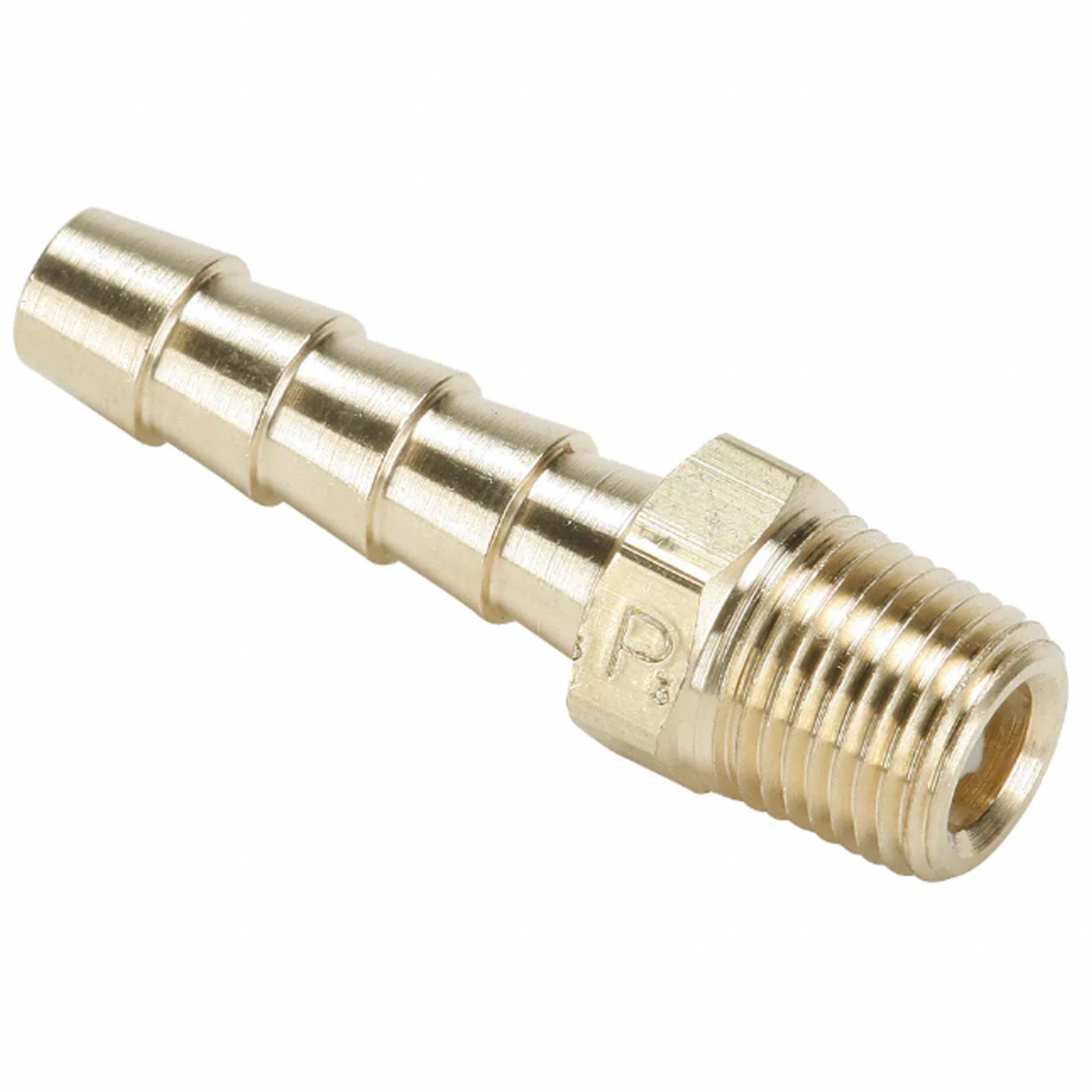 HOSE BARB FITTING, ⅜ IN THREAD, -40 °  TO 160 ° , BRASS, ⅜ IN ID, HOSE BARB, NPT THREAD, ⅜ IN HOSE FITTINGS