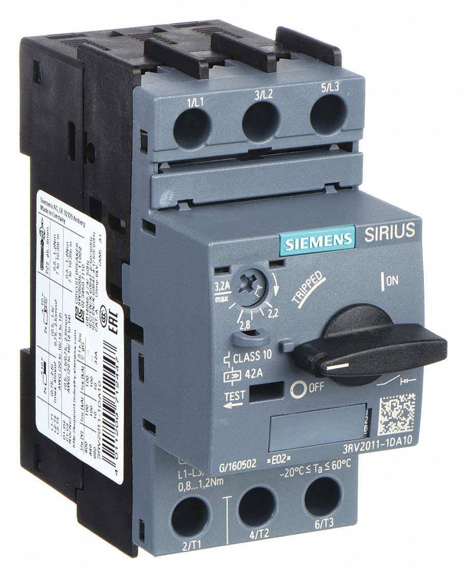 Manual Motor Starter: Non-Reversing, 3 Poles, 3.2 A, Thermal Protection, Selector Switch