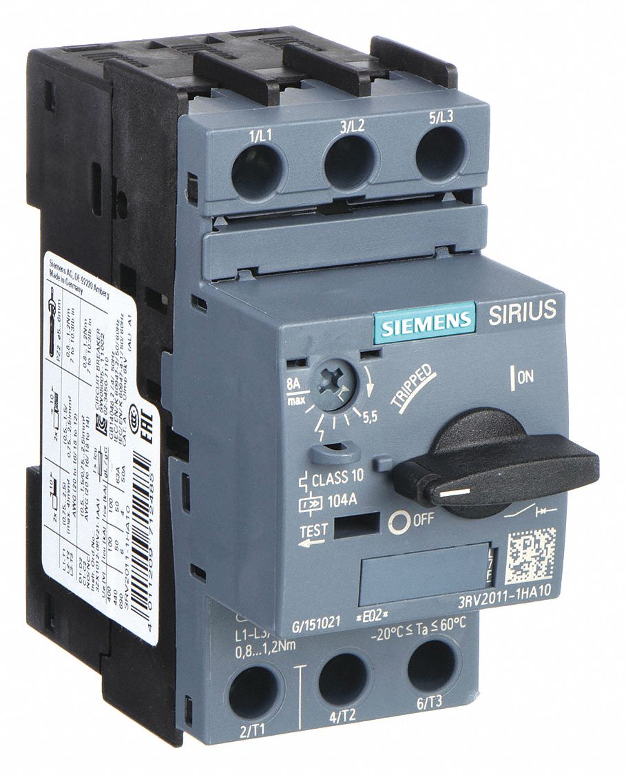 Manual Motor Starter: Non-Reversing, 3 Poles, 8 A, Thermal Protection, Selector Switch