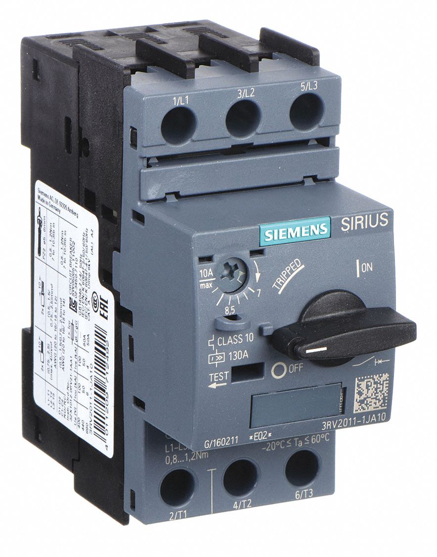 Manual Motor Starter: Non-Reversing, 3 Poles, 10 A, Thermal Protection, Selector Switch