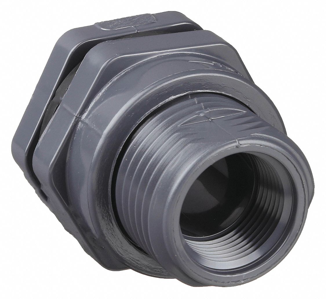 HAYWARD, PVC Body, 1/2 in Female Threaded Inside Connection, Bulkhead Tank Fitting 13L931