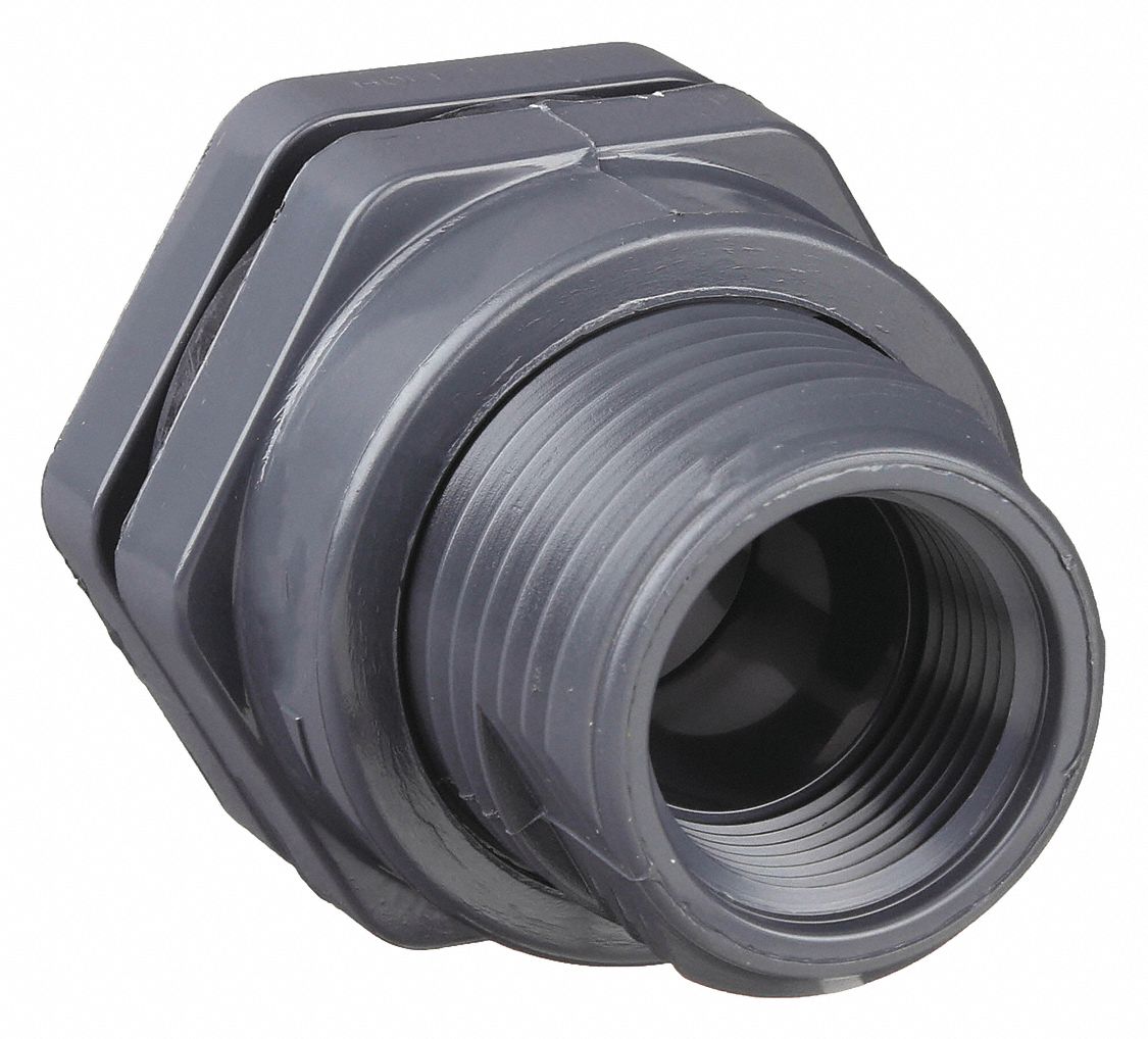 BULKHEAD TANK FITTING: PVC BODY, 2 IN FEMALE THREADED INSIDE CONNECTION, EPDM GASKET