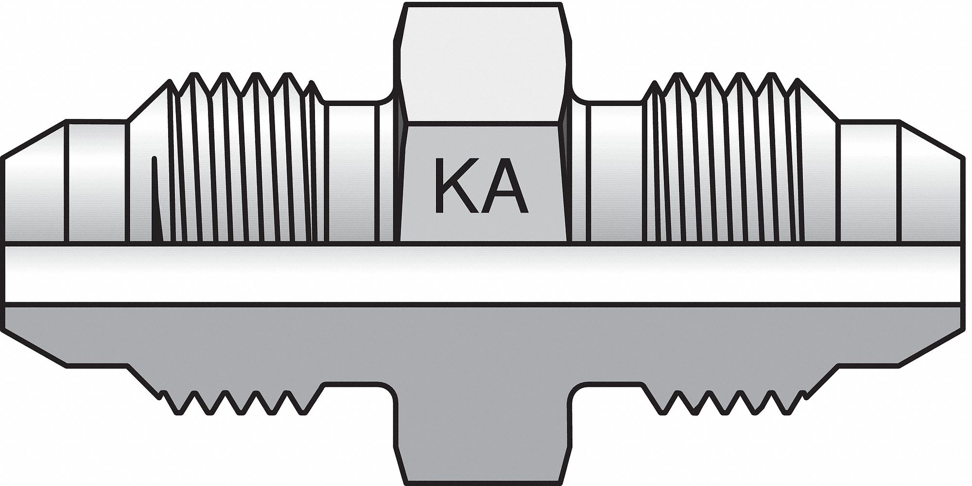 METRIC THREAD ADAPTER, STEEL, STRAIGHT, 37.1 MM L, 4,000 PSI, ¼ IN SIDE A OD, 17 MM HEX