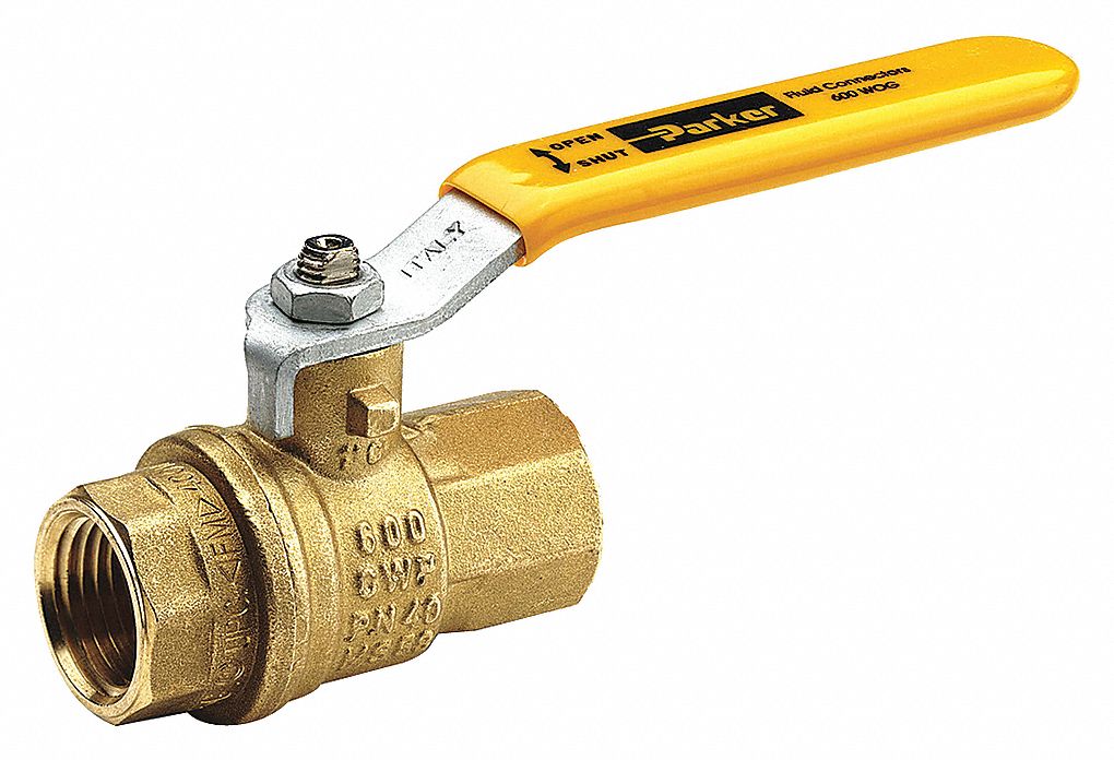 MANUAL TWO-WAY BALL VALVE: ⅜ IN, BRASS, STRAIGHT, FNPT X FNPT, FULL PORT BALL PORT