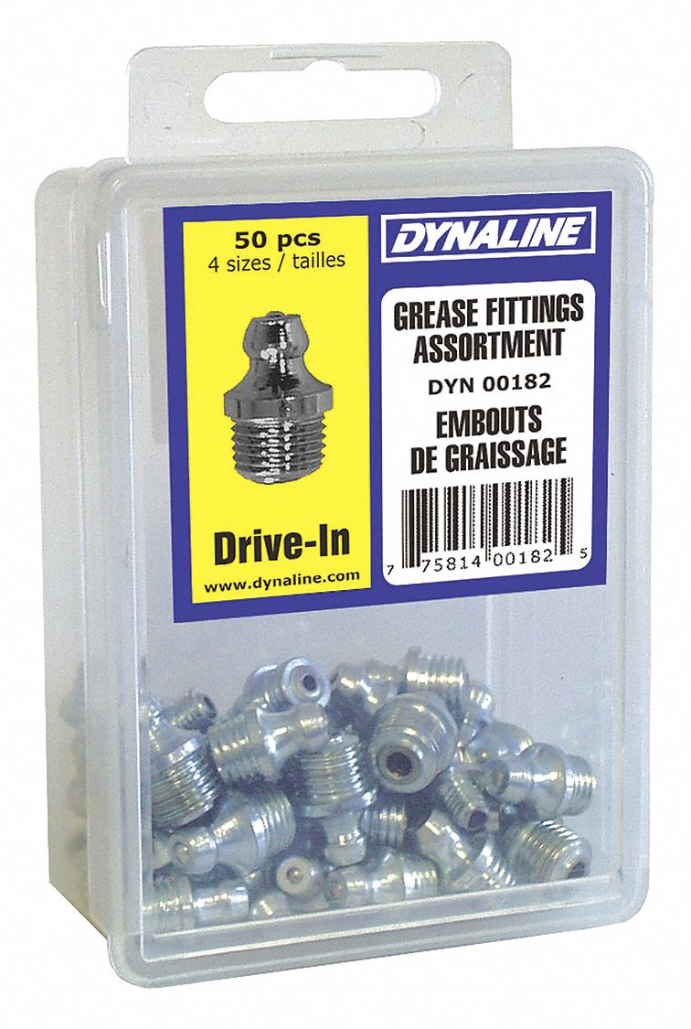 DYNALINE KIT GREASE FITTING DRIVEIN 50 PCS Grease Fitting Kits DYL00182 00182 Grainger