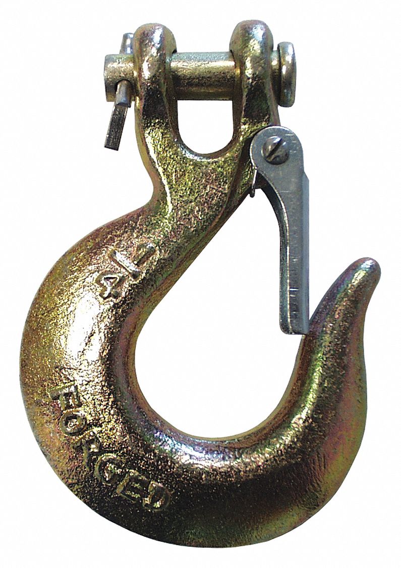CLEVIS SLIP HOOK WITH LATCH, YELLOW, 4½ IN L, ALLOY STEEL, 4,300 LB LOAD LIMIT, ZINC DICHROMATE-PLATED FINISH