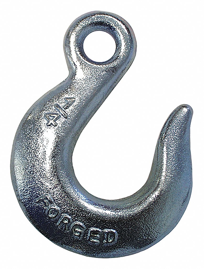 EYE SLIP HOOK, 3 5/8 IN L, CARBON STEEL, 1,950 LB LOAD LIMIT, ZINC-PLATED FINISH