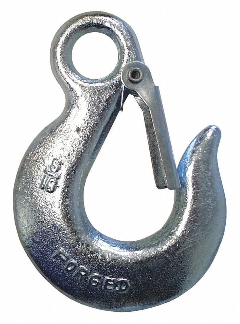 SAFETY SLIP HOOK, 4 3/16 IN L, CARBON STEEL, 2,875 LB LOAD LIMIT, ZINC-PLATED FINISH