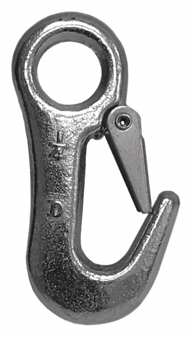 SAFETY WINCH HOOK, 3 5/8 IN L, CARBON STEEL, 1,500 LB LOAD LIMIT, ZINC-PLATED FINISH