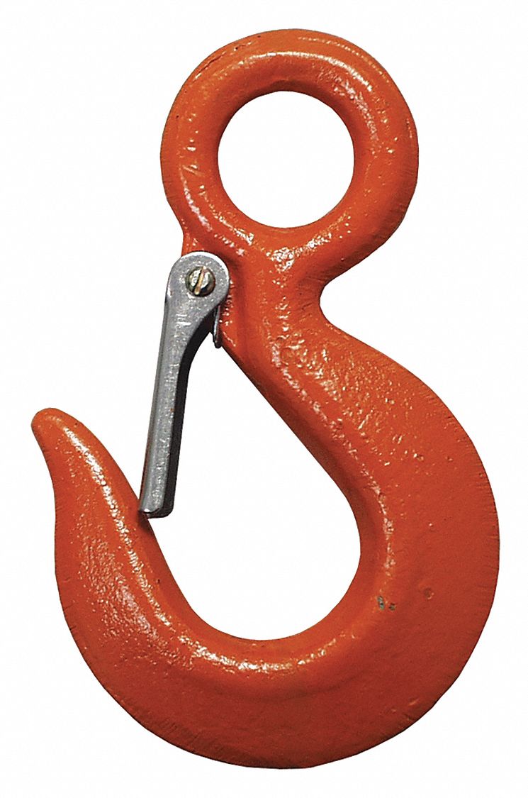 EYE HOIST HOOK, ORANGE, 4 7/8 IN L, CARBON STEEL, 1 TON LOAD LIMIT, ENAMEL FINISH