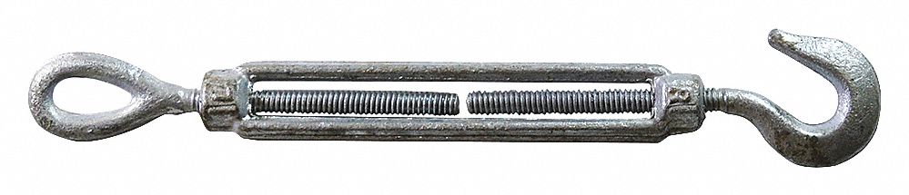 TURNBUCKLE ASSEMBLY, 400 LB LOAD LIMIT, GALVANIZED FINISH, 1/4 X 4 IN