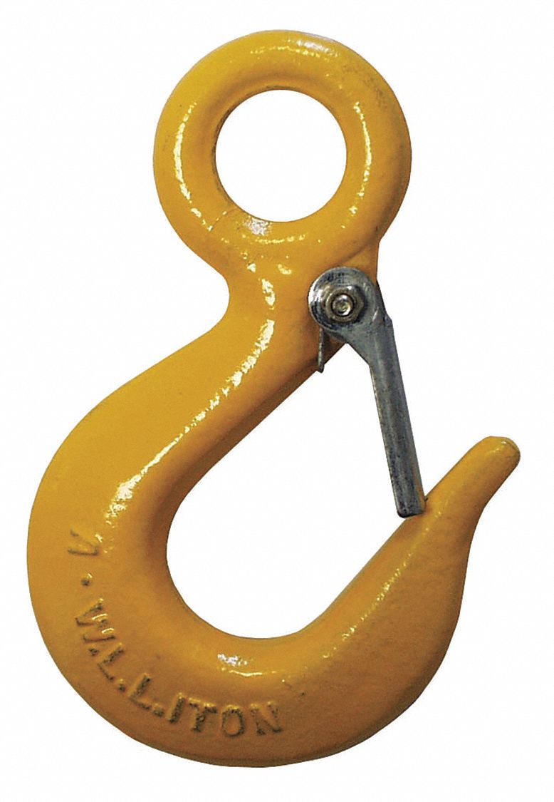HOOK, YELLOW, 5 1/2 IN L, ALLOY STEEL, 2 TON LOAD LIMIT, PAINTED FINISH