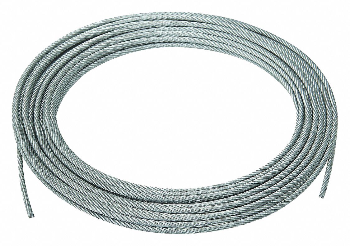 AIRCRAFT CABLE,3/16 IN OL,GALVANIZED